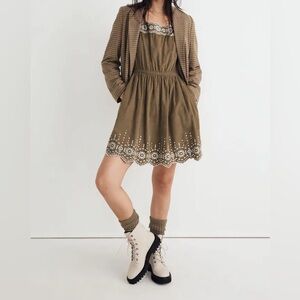 Madewell Embroidered Corduroy Square-Neck Mini Dress